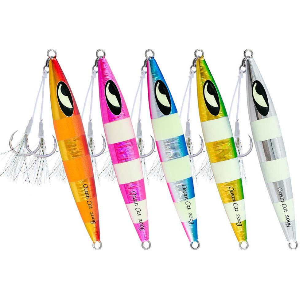 OCEAN CAT lead flat slow fall jig red gold ready for offshore targeting