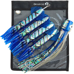 OCEAN CAT saltwater trolling lures set of four, ready for offshore fishing.
