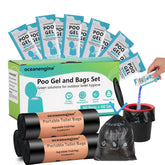 Oceanengine portable toilet bags setup demonstrates easy packing for camping and hiking trips.