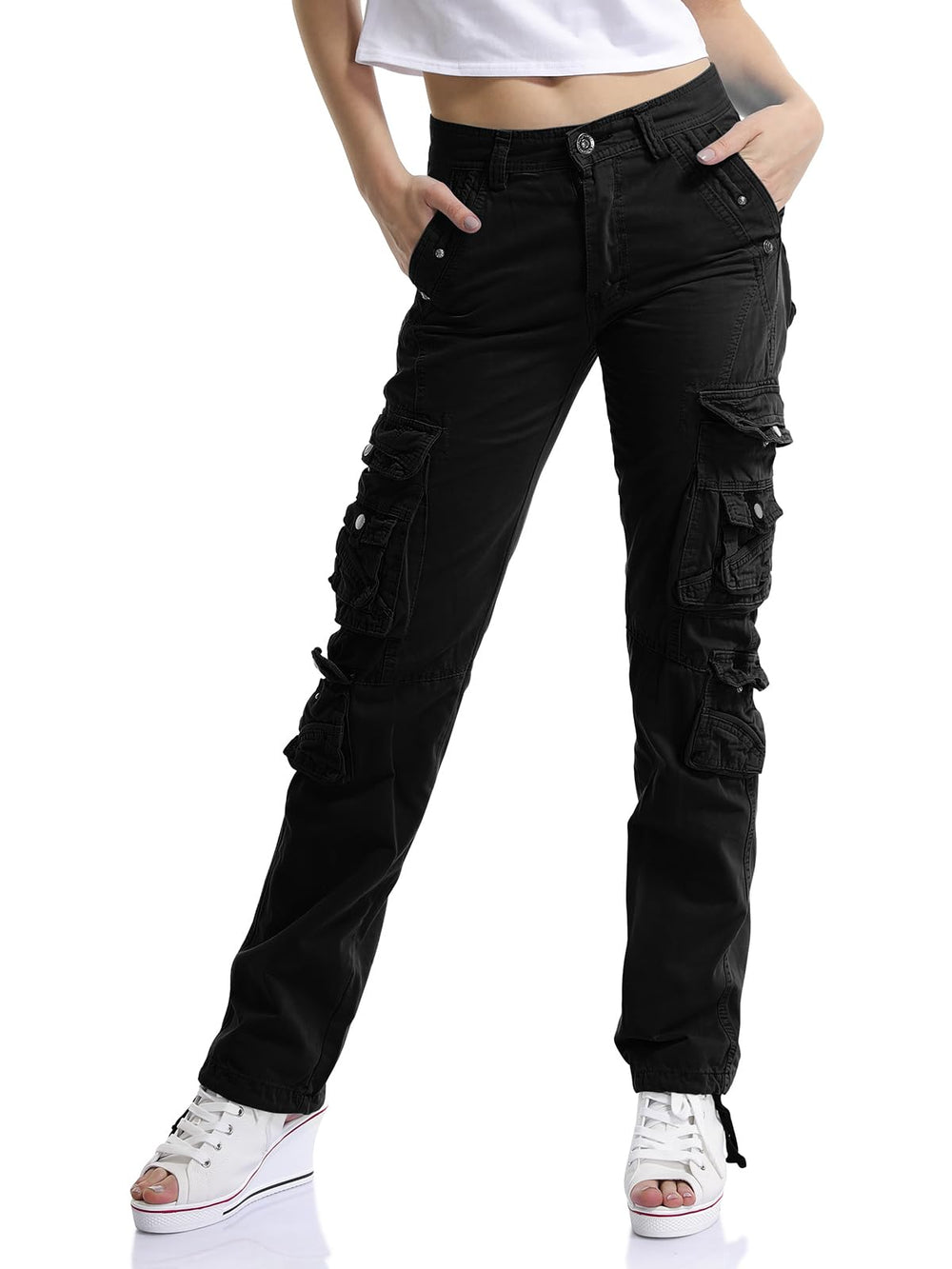 OCHENTA cargo pants with multiple pockets shown for versatile storage on outdoor adventures.