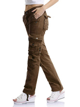OCHENTA women's cotton cargo pants front view highlighting breathable comfort for daily wear.