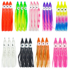 45-piece multicolor octopus squid skirts lure set close-up