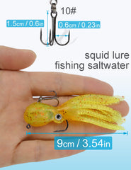 Soft octopus swimbait lure in orange color with skirt tail