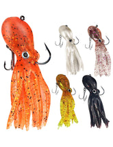 Soft octopus swimbait lure in yellow color with skirt tail