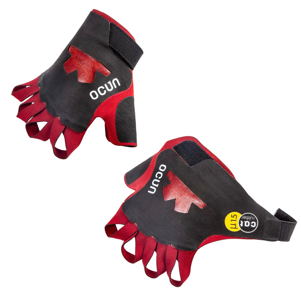 Ocun Crack Gloves Pro close-up grip showing tactile surface for cracks.