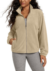 ODODOS polar fleece jacket sandstone front view offers cozy everyday warmth.