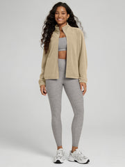 ODODOS polar fleece jacket sandstone interior pocket ready for keys.
