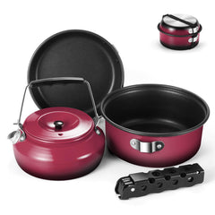 Odoland camping cookware 1-2L pot view shows compact design for backpacking meals