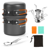 Odoland camping cookware kit pot set ready for quick outdoor meals
