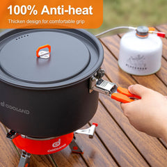 Odoland camping mess kit kettle highlights efficient heating for hot drinks in the wild.