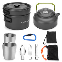 Odoland camping cookware pot nonstick for quick, easy cleanup on trails