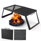Odoland folding campfire grill with folding legs for compact storage and quick setup.