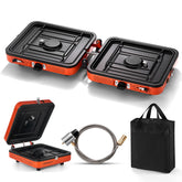 Odoland portable 2-burner stove on a stable surface for outdoor cooking.