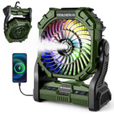 Odoland portable camping fan with LED lantern for on-the-go cooling and light.