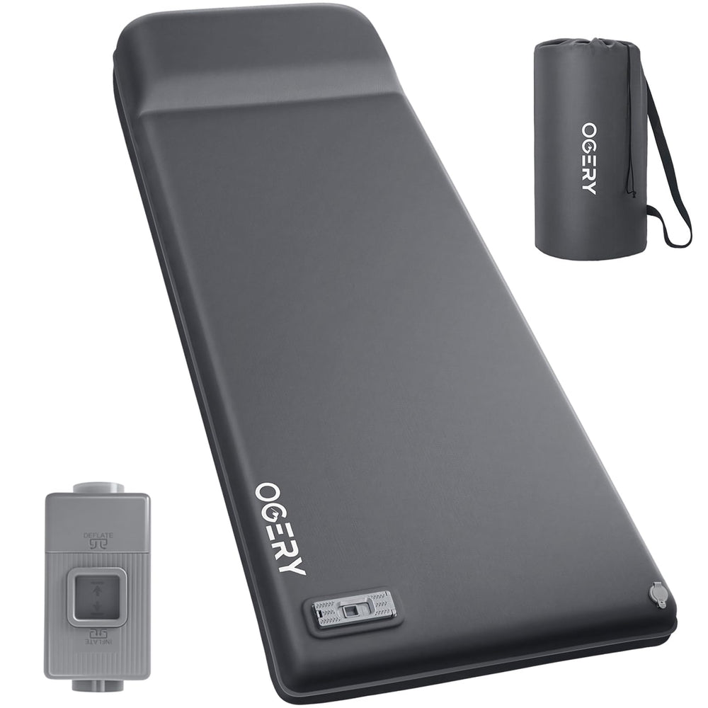 OGERY self-inflating sleeping pad front view shows effortless setup for car camping.