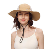 OHGOLF sun hat with wide brown brim, front view for sun protection