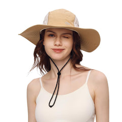 OHGOLF sun hat with wide brown brim, front view for sun protection