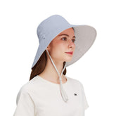 OHRAIN large brim hat in blue provides broad sun protection for outdoor adventures.