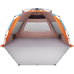 Oileus XX-Large beach tent pop-up setup shows instant shade for busy beach days.