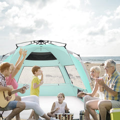 Oileus XX-Large Pop Up Beach Tent interior offers roomy shelter for family beach days