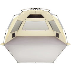 Oileus XX-Large pop-up beach tent setup highlights instant shade and simple transport.