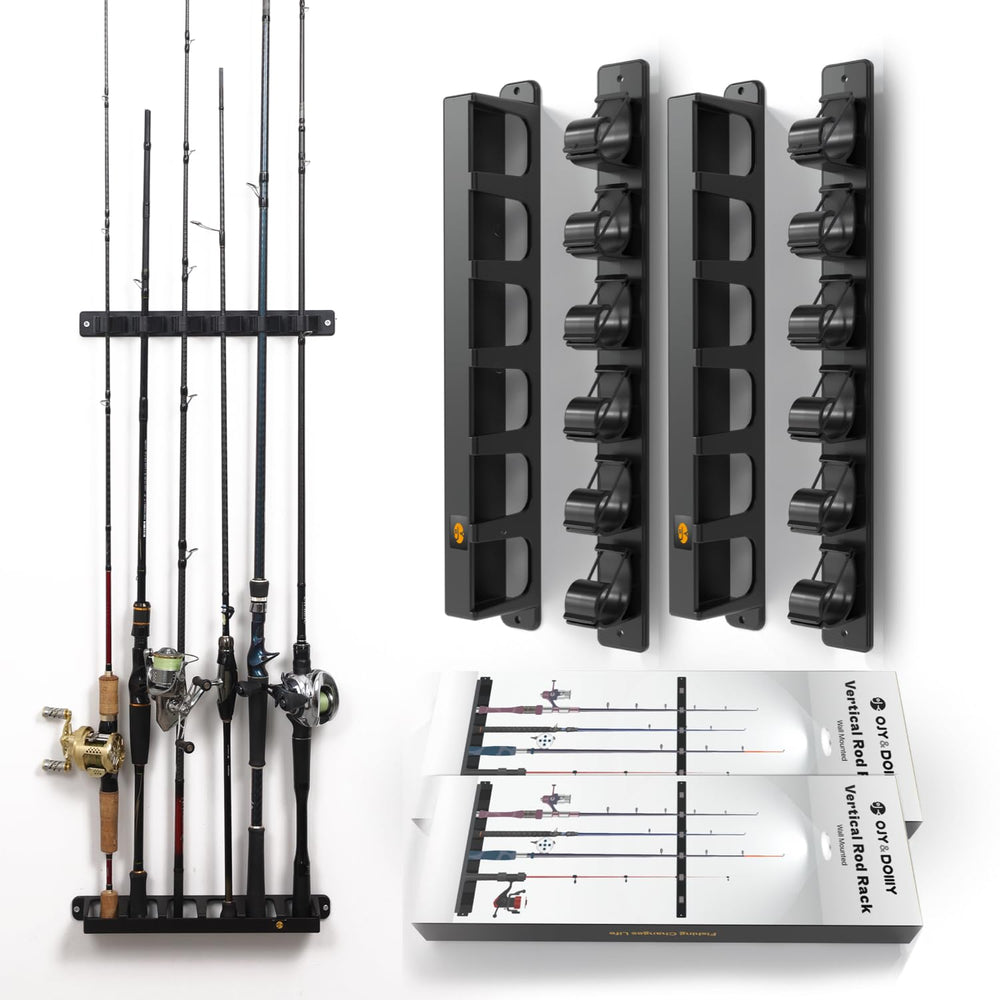 OJYDOIIIY wall-mounted fishing rod holders front view