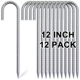 OK5STAR rebar stakes 12in top view show sturdy galvanized construction for reliable ground anchoring.