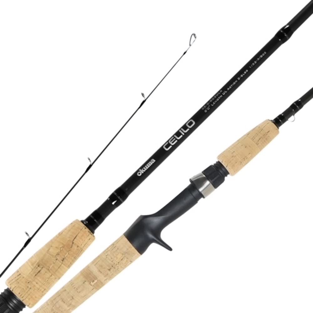 Okuma Celilo graphite ultralight rod ready for freshwater trout and panfish, offering precise casting.