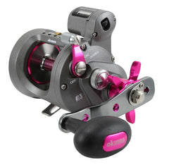 OKUMA 203DLX left-handed pink line counter reel for accurate depth reading in cold-water trips