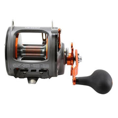 Okuma CW-553LS drag area close-up illustrates robust multi-disc carbonite system.