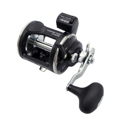 Okuma Convector Linecounter reel viewed with line counter visible for depth control.