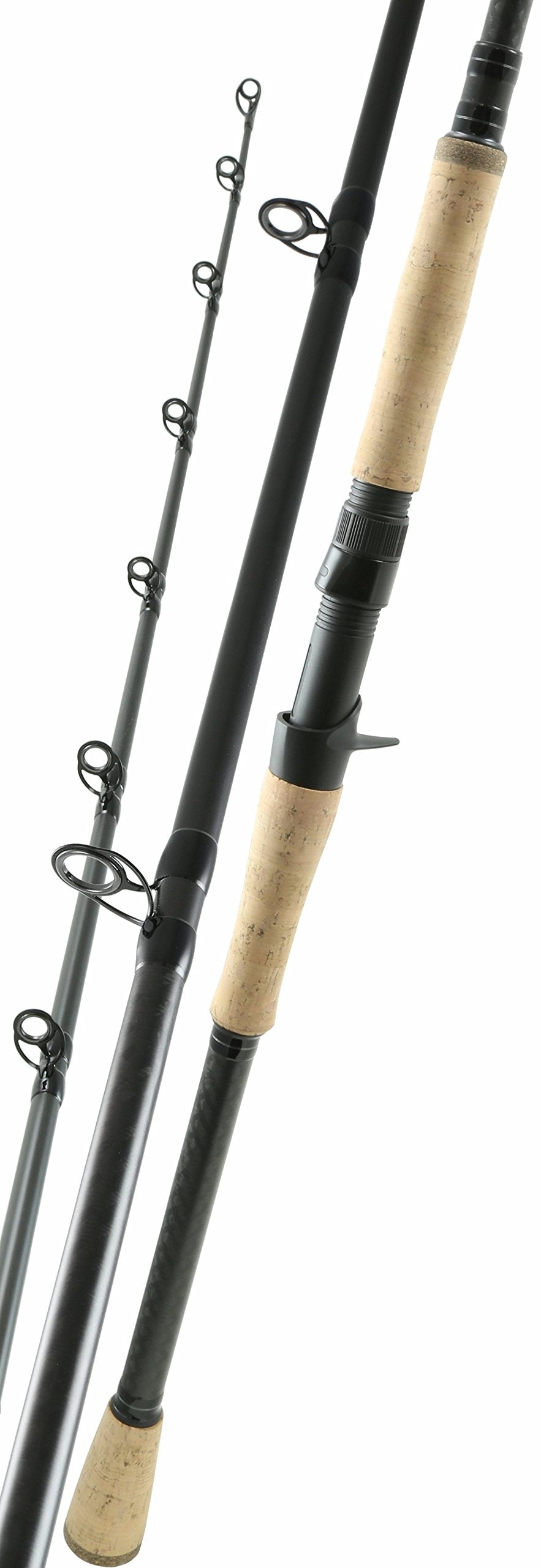 Okuma EVx-C-861XH-Tb muskie rod front view, rugged graphite design for big lure casting