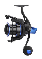 OKUMA Rockaway Surf spinning reel front view, showcasing a sturdy alloy frame for long casts.