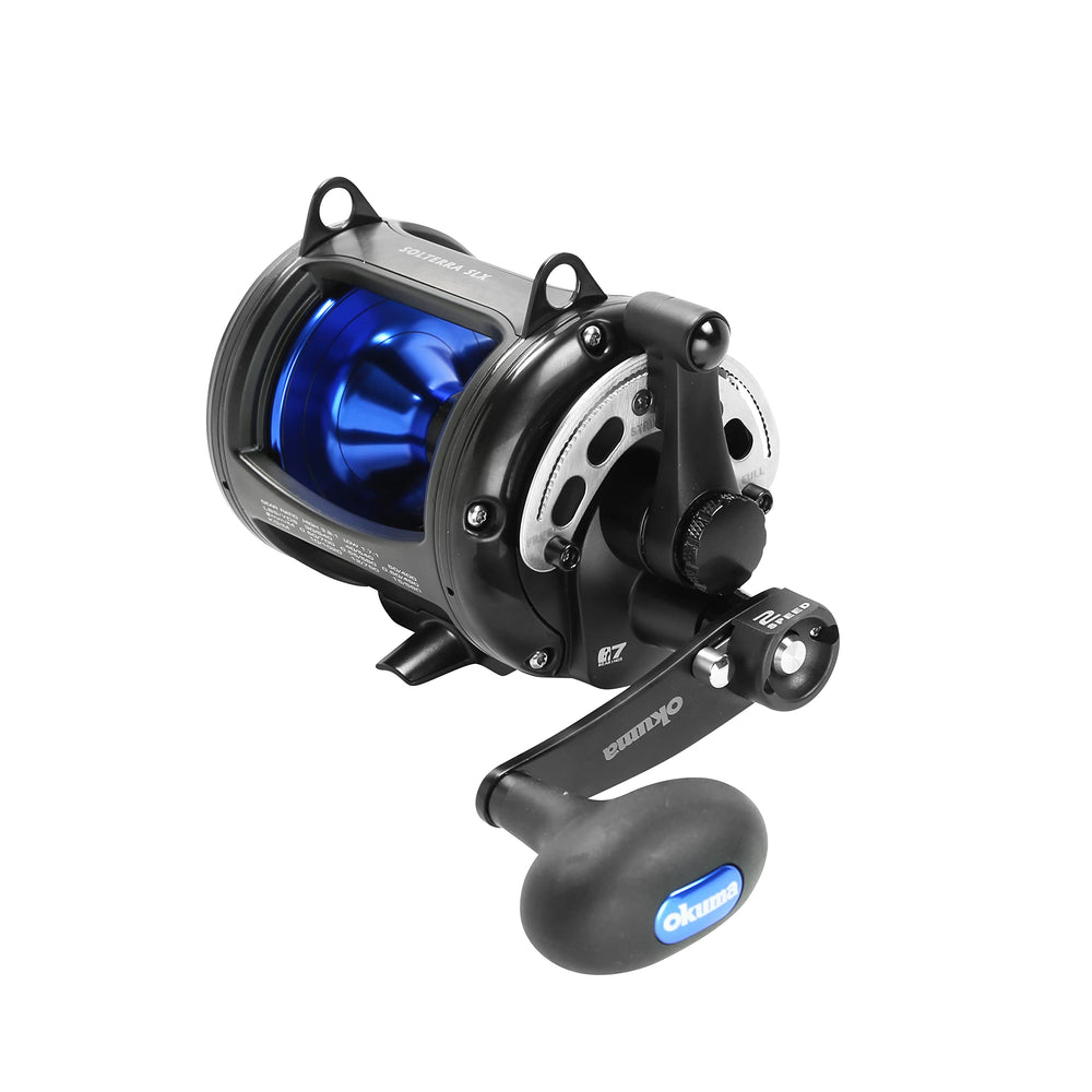 Okuma Solterra SLX closed-frame reel highlights a durable frame for saltwater trolling.