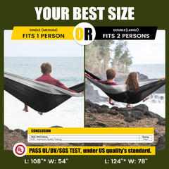 OLALACOZY camping hammock wide 6.6 ft for two-person comfort