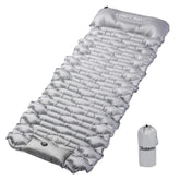 Olaterior camping sleeping pad inflated with pillow provides all-night back support on uneven ground.