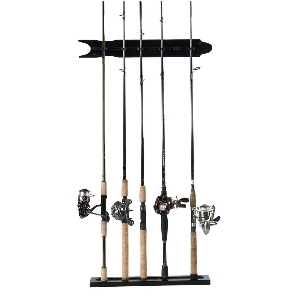 Old Cedar Outfitters modular wall rack for fishing rods holds up to eight with rubber diamond plate grips.