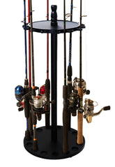 Round fishing rod rack by Old Cedar Outfitters with 15 rod and reel slots - front view
