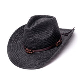 Old Stone Chloe Black straw cowboy hat front view with sun protection