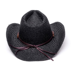 Old Stone Chloe Black straw cowboy hat side profile for style