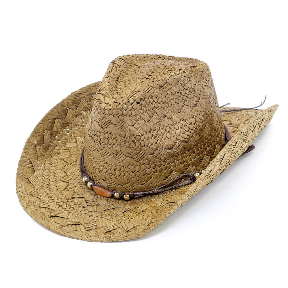 Old Stone Quality straw cowboy hat front view for unisex sun-ready outdoor wear.