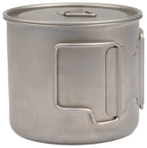 Olicamp Titanium Space Saver mug handle shows lightweight, durable grip for field brewing.