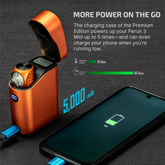 OLIGHT Perun 3 Mini beam-distance-155m orange highlights long reach for reliable night visibility