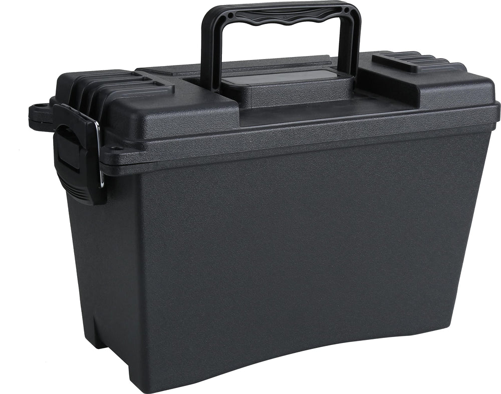 Olympia Tools plastic field/ammo storage box in black with gray body and gasket