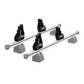 OMAC Load Stopper on a roof rack cross bar keeps cargo secure during travel.
