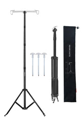 OMUKY lantern stand extended view shows sturdy aluminum construction for stable outdoor lighting