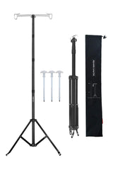 OMUKY lantern stand extended view shows sturdy aluminum construction for stable outdoor lighting