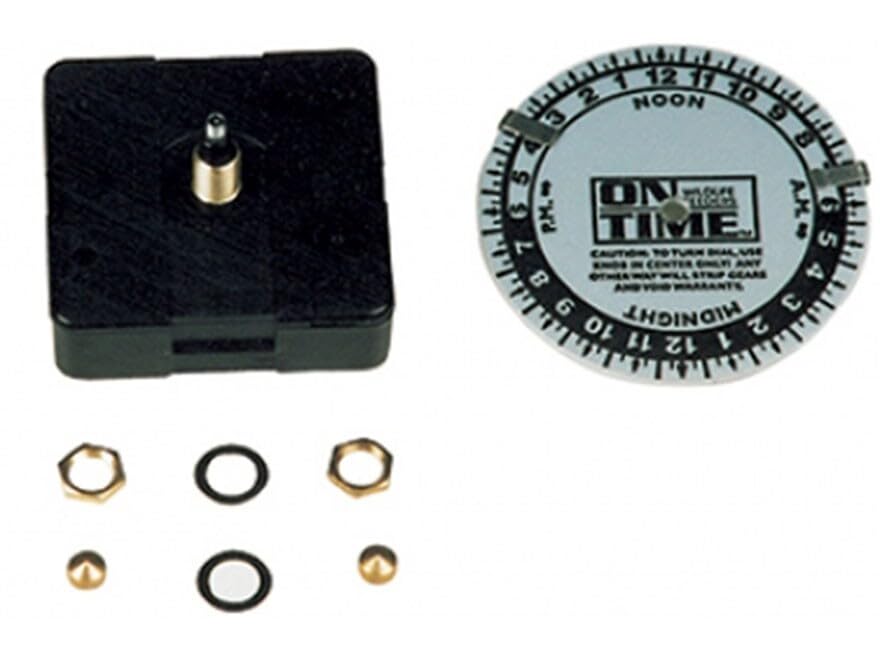 On Time wildlife feeder clock with dial and clips for precise feeding times.