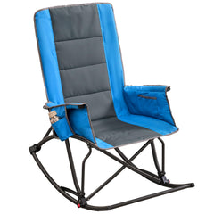 ONBRILL oversize rocking chair blue-grey front view highlighting wide seat