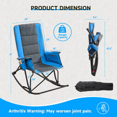 ONBRILL oversize rocking chair blue-grey side view showing high back